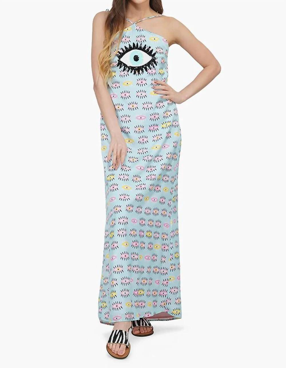 NEW AMERICA & BEYOND eye-o-eye lounge dress in blue